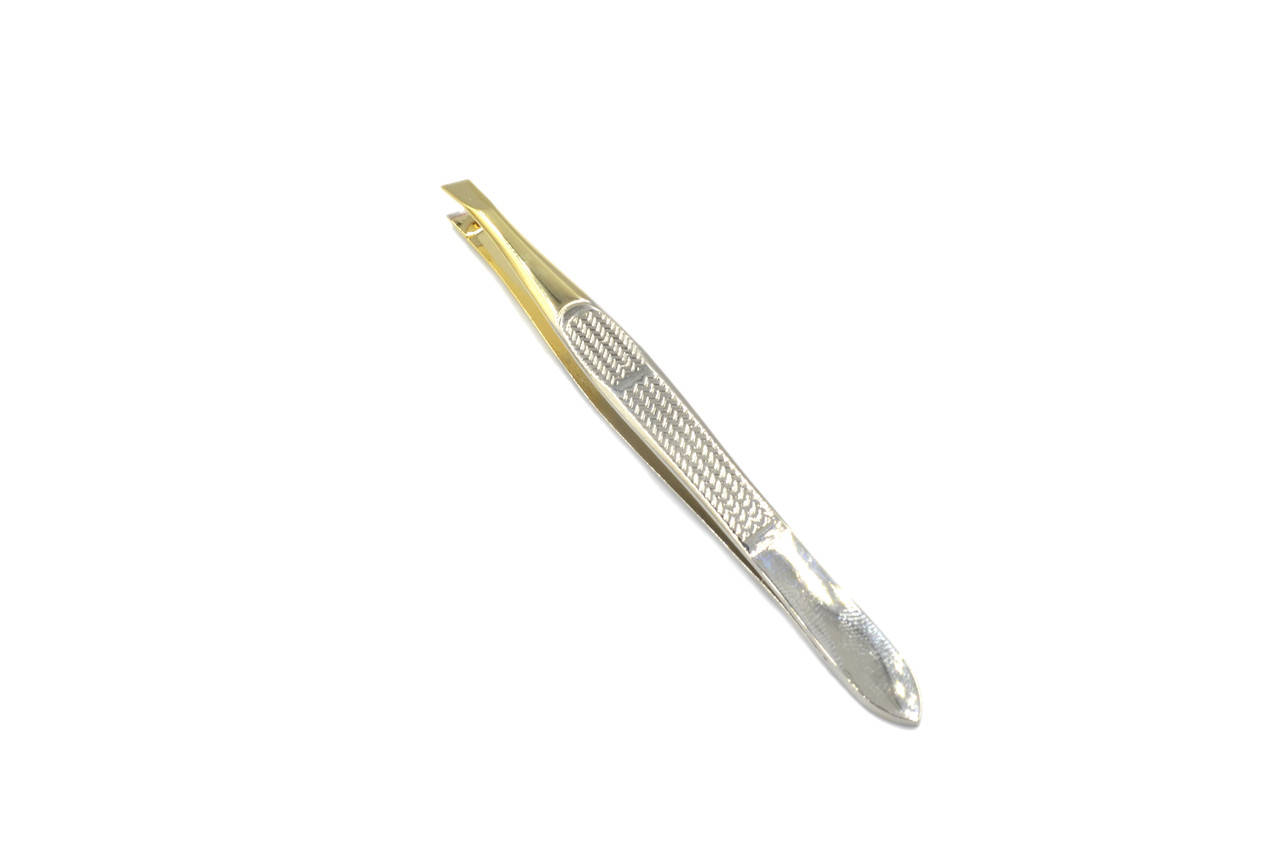 

Пинцет для коррекции бровей Beauty LUXURY скошенный золотой Р-09