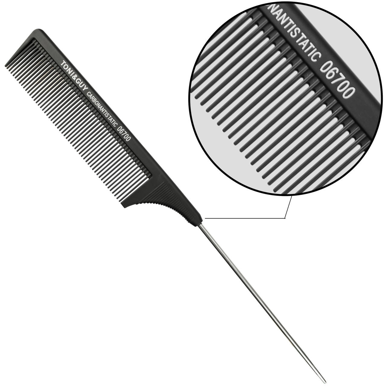 

Гребень T&G 06700 с хвостом металлическим черный