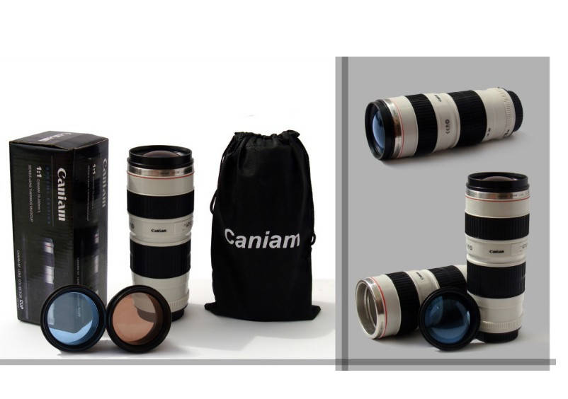 

Термочашка в форме объектива Caniam (Canon) EF 70-200 с чехлом Белая