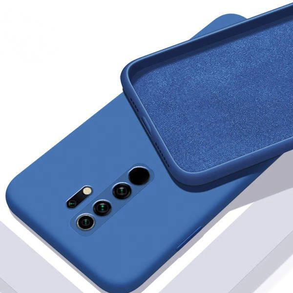 

Силиконовый чехол с микрофиброй для Xiaomi Redmi Note 8 Pro синий матовый тонкий бампер