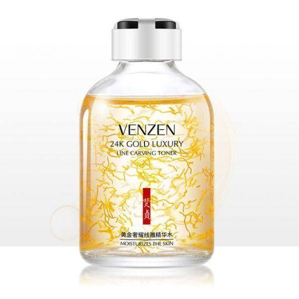 

Тонер-сыворотка для лица VENZEN 24K Gold Luxury Line Carving Toner с золотом 24К 50 мл