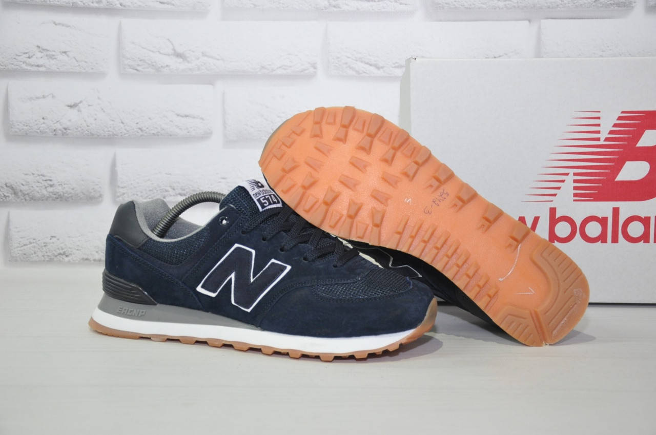

Мужские кроссовки натуральный замш и текстиль New Balance 574 синие 41, Синий
