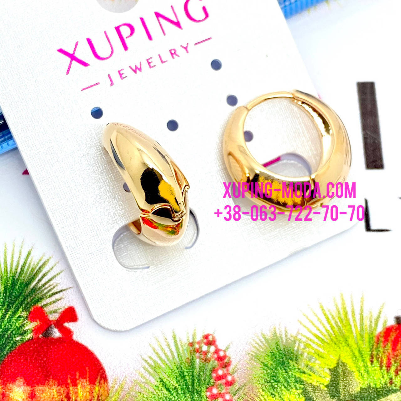 

Серьги Xuping 19 х 5мм. Цвет 18к