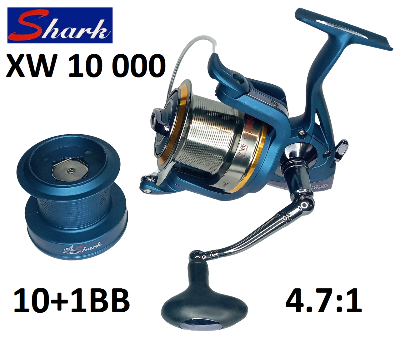

Катушка Shark XW  10+1BB (карповая, серфовая, морская, Синий