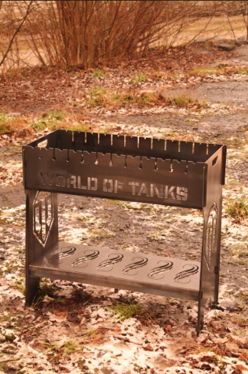 

Мангал разборный высокий туристический для пикника на 8 шампуров с декоративной перегородкой Мангал в подарок