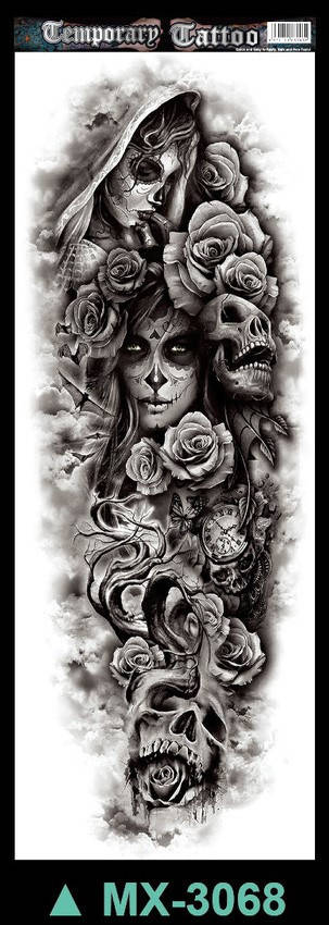 

Чикано/Chicano. Флеш тату. Черепа. На руку/ногу/бедро, 48*17 см, MX-3068