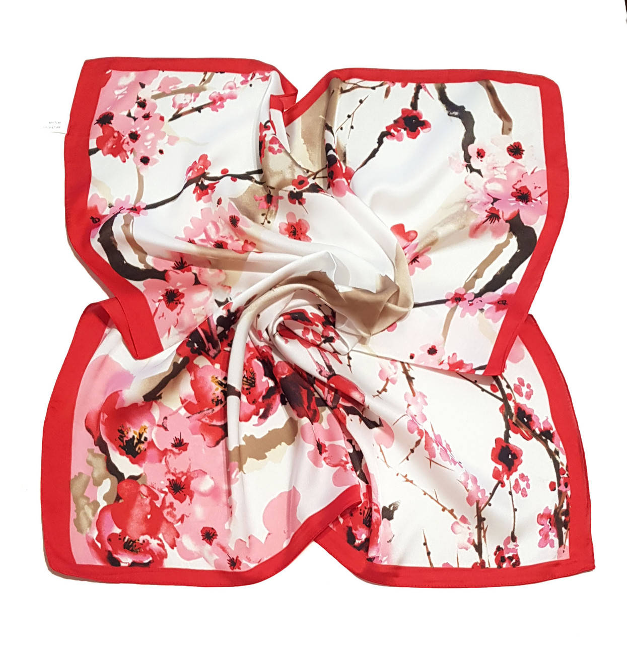 

Платок шейный дизайн бренды модный стильный Лорина на шею на сумку на прическу, Красный