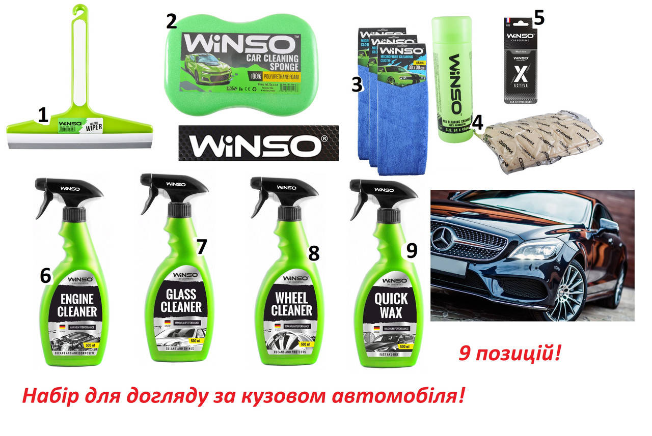 

Набор для ухода за автомобилем WINSO (Польша) 9 единиц