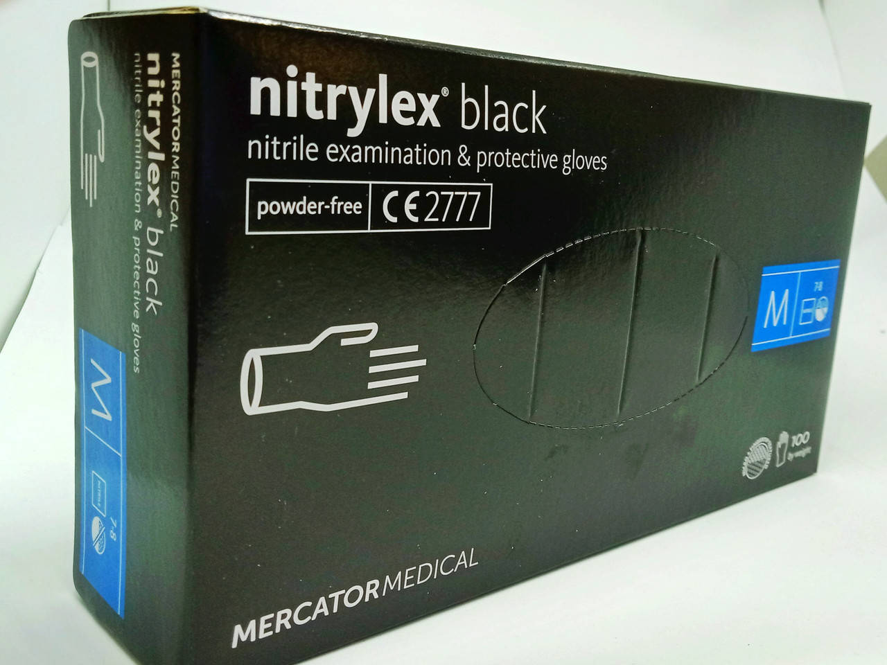 

Перчатки нитриловые неопудренные Черные M (Nitryleх black) 4гр, Черный