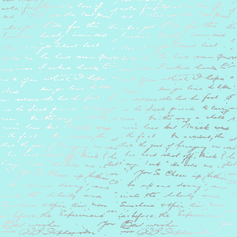 

Лист одностороннього паперу з фольгуванням Silver Text Turquoise 30,5х30,5 см
