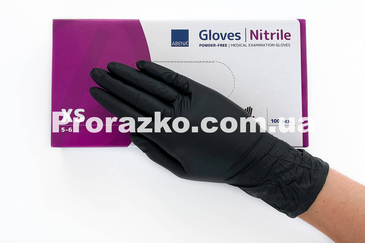 

Нитриловые перчатки Abena Classic black, 4 грам,  (5-6), черные, 100 шт, Черный