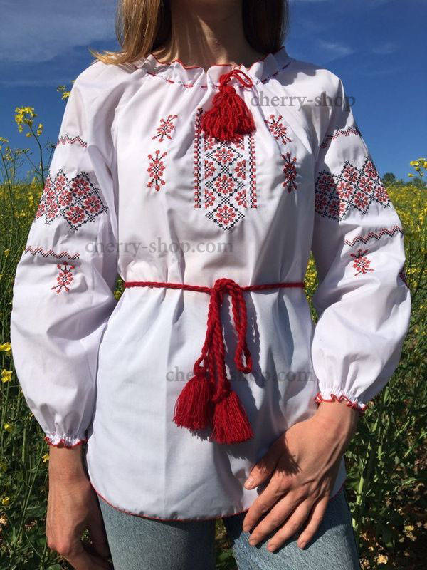 

Очень красивая женская вышиванка с узором , Жіноча вишиванка 40-50 розмір, Белый