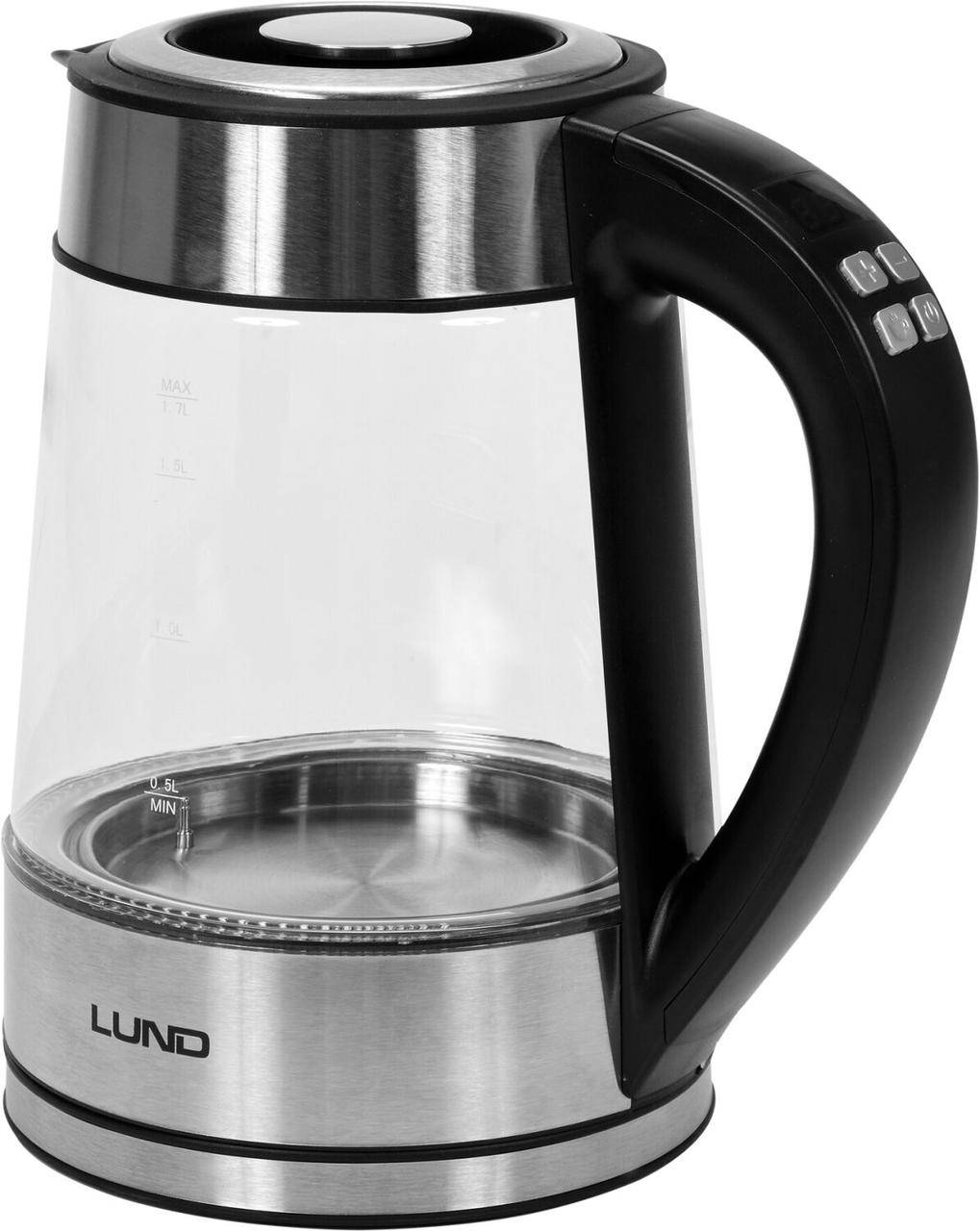 

СТЕКЛЯННЫЙ электрический чайник LED 1,7L с контролем температуры - Lund 68173