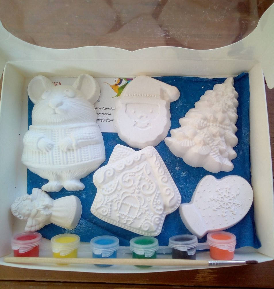 

Новогодний набор гипсовых фигурок для творчества №54