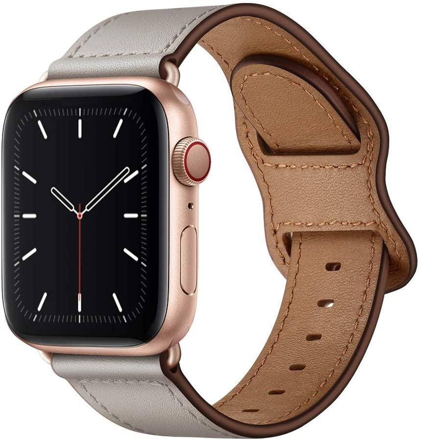 

Кожаный ремешок STR на современной застежке для Apple Watch 38/40/41 (Series SE/7/6/5/4/3/2/1) Серый