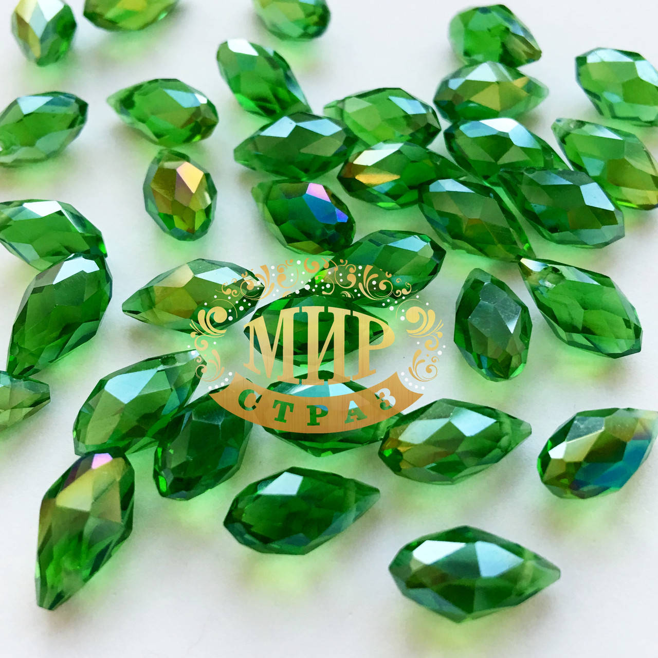

Бусина капля 6х12mm, Peridot AB, 1шт