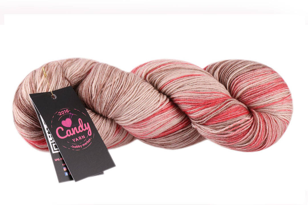 

Candу-Yarn Merino Wool Batik, Какао с малиной №03, Секционное крашение