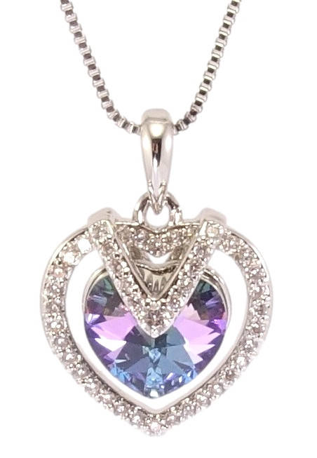 

Кулон Xuping Родий с кр-ми Swarovski на цепочке "Изящное сердце с кристаллом Paradise Shine" дл. 39-44см х 1мм