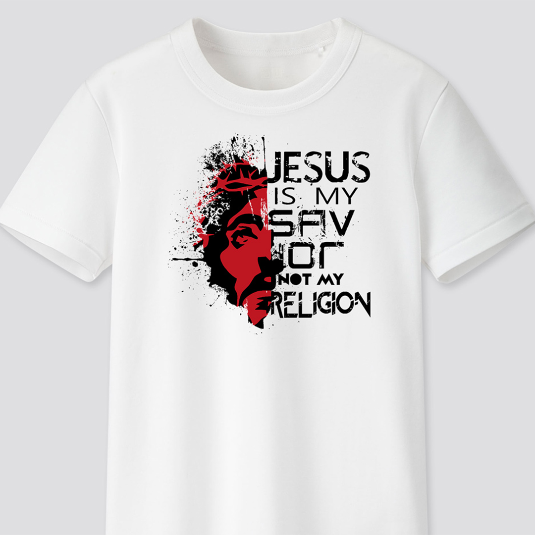 

Футболка с христианским принтом Jesus is my savior not my religion, Иисус - мой спаситель, а не религия. FH-1