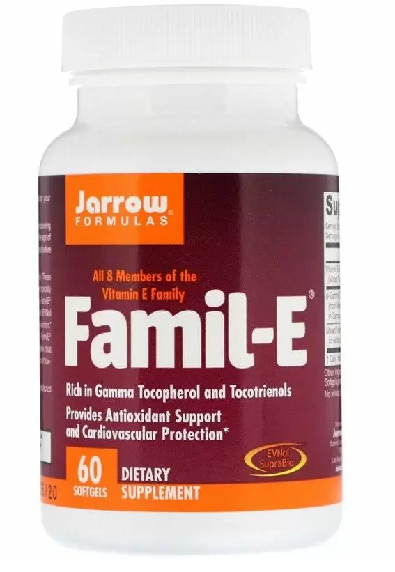 

Витамин Е, Famil-E, Jarrow Formulas, 60 МЕ 100 капсул