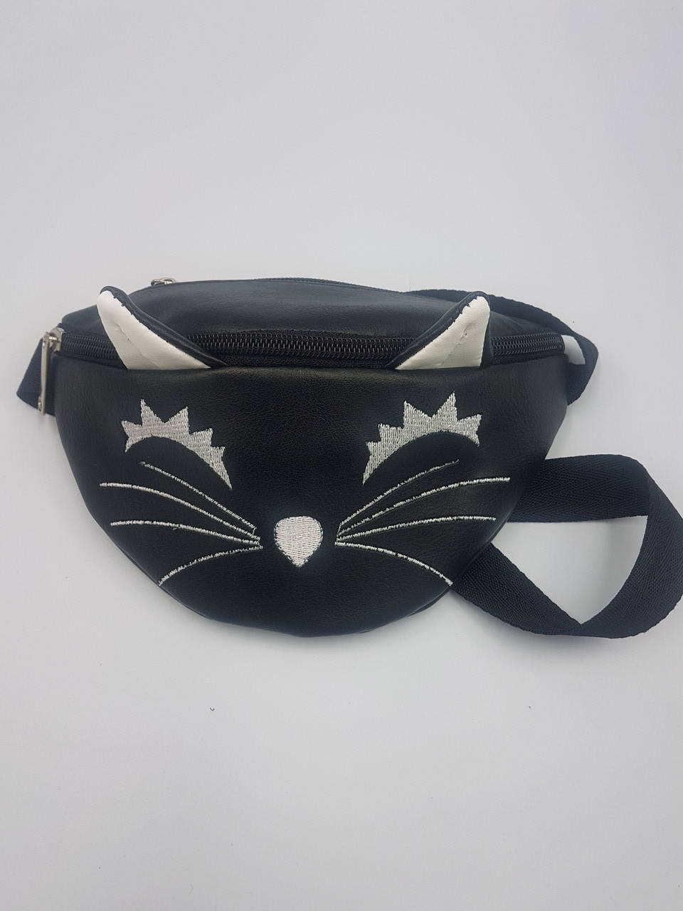 

Сумка на пояс бананка детская Forsa Сумка бананка для девочек кот черный с вышивкой