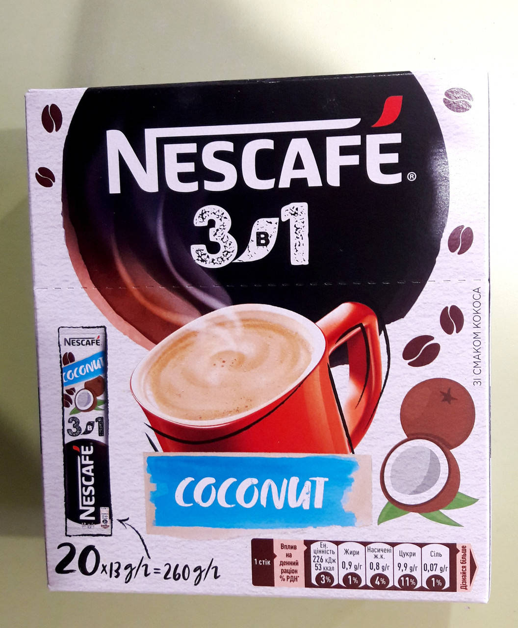 

Кофейный напиток Nescafe Coconut mix 3 в 1 20 стиков