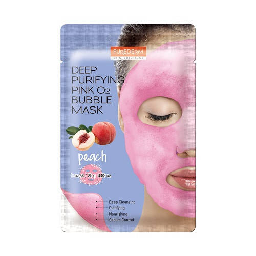 

Кислородная маска для лица PUREDERM Deep Purifying Pink O2 Bubble Mask Peach