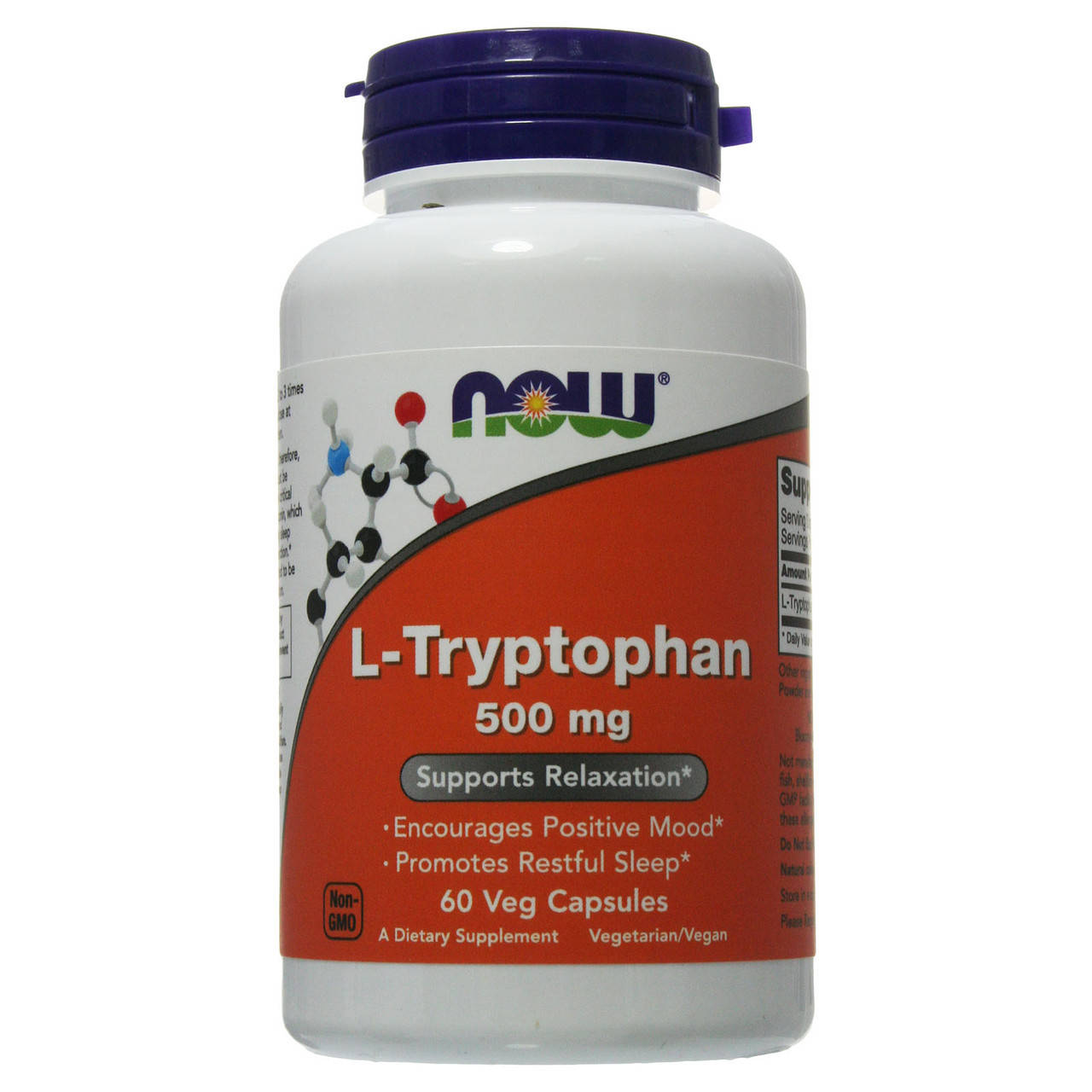 

L-Tryptophan 500 мг NOW, 60 капсул