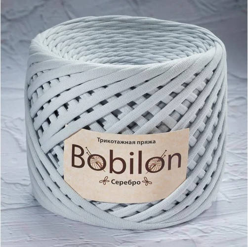 

Трикотажная пряжа Bobilon Mini (Бобилон) 5-7мм. Серебро