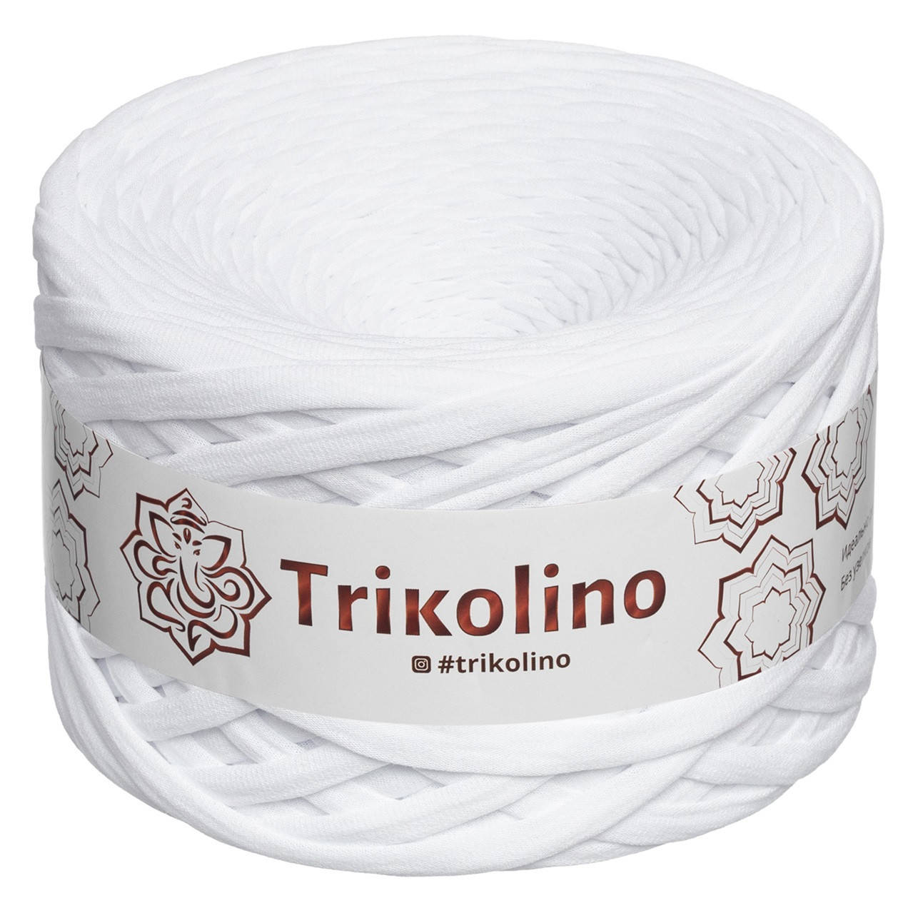 

Трикотажна пряжа Trikolino, ширина нитки 7-9 мм., довжина мотка 100 м., Білий, Белый