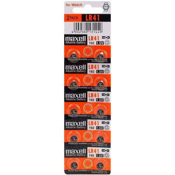 

Батарейка щелочная Maxell LR41/G3, 1.5V, блистер 10шт разрывной по 2шт