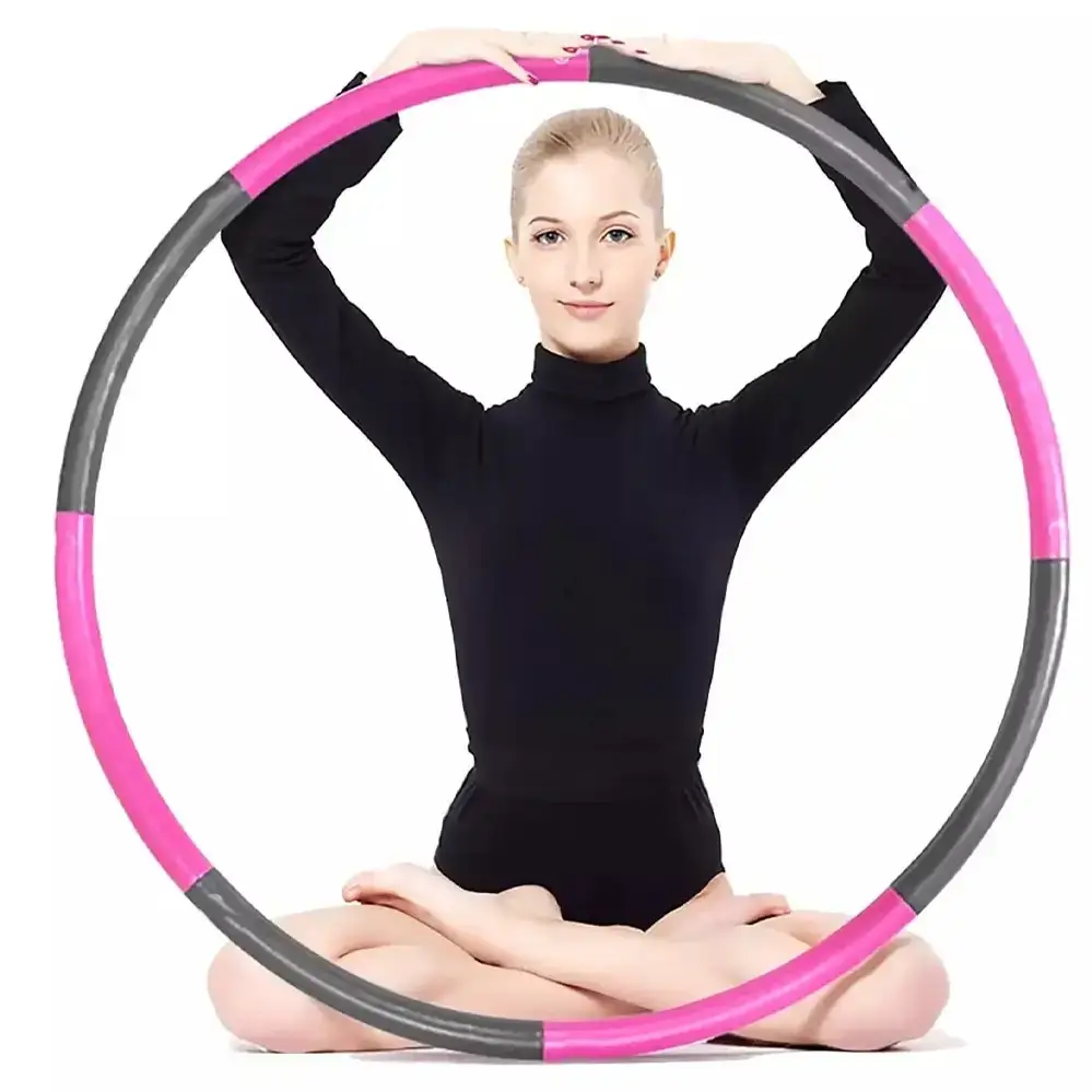 

Обруч хулахуп складной массажный на 8 секций для фитнеса серо-розовый Hoola Hoop