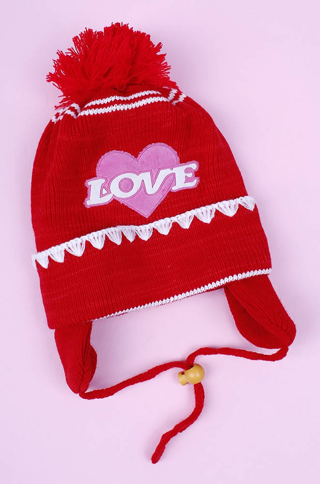 

Шапка детская " LOVE" на 2-3 года 097322S, Красный