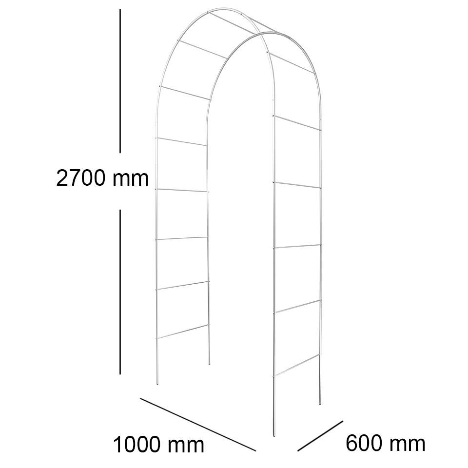 

Опора для растений Арка садовая 2700*1000*600 (D13), Серебристо-серый