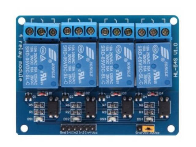 

4-х канальный модуль реле 5В 10А с опторазвязкой