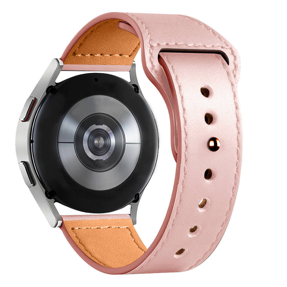 

Ремешок для Samsung Galaxy Watch 3 41mm кожаный на кнопке розовый