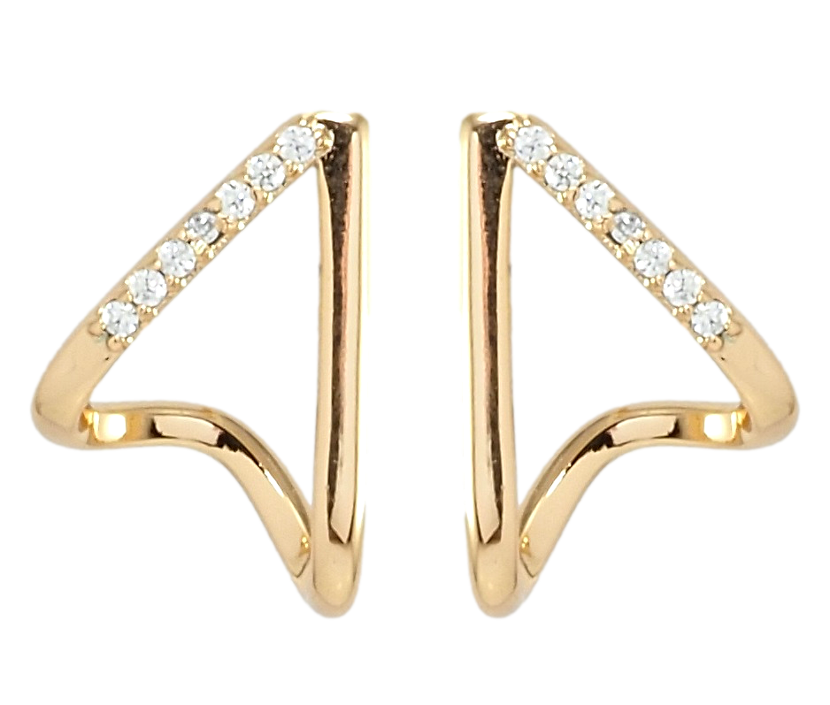 

Серьги XP Позолота 18К гвоздики (пусеты) "Фигурные с дорожками циркония"