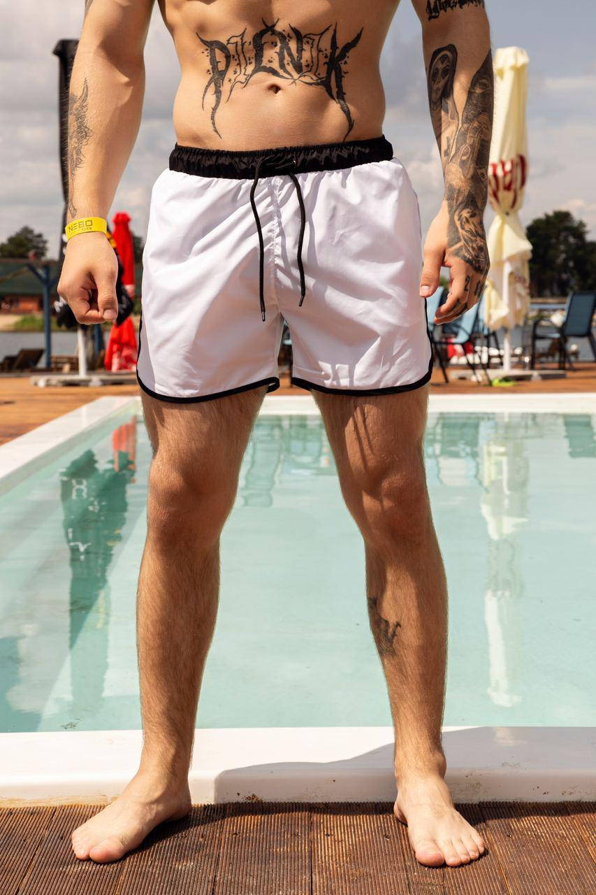 

Пляжные шорты мужские плавательные Intruder белые короткие ,Шорты и плавки купальные молодежные для бассейна