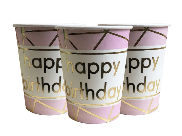 

Стаканчики одноразовые детские " Happy Birthday розовые " 10 шт/уп