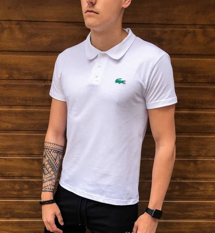 

Футболка поло мужская lacoste с воротником спортивная повседневная молодежная стильная брендов белая