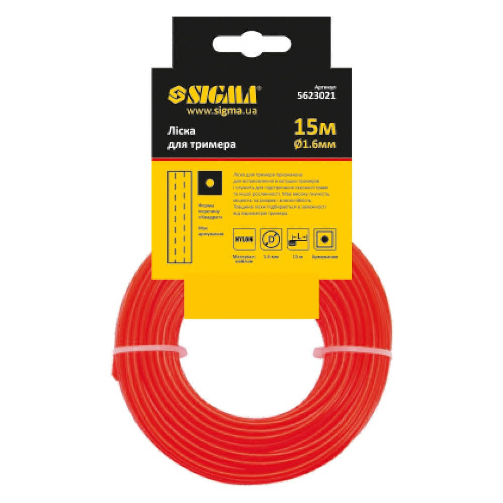 

Леска для триммера армированный квадрат Ø1.6 мм 15 м SIGMA 5623021