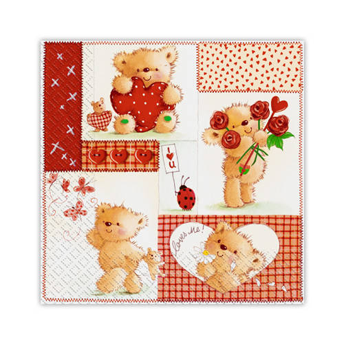 

Салфетки бумажные с рисунком "Мишки" - 24х24см, 20шт.