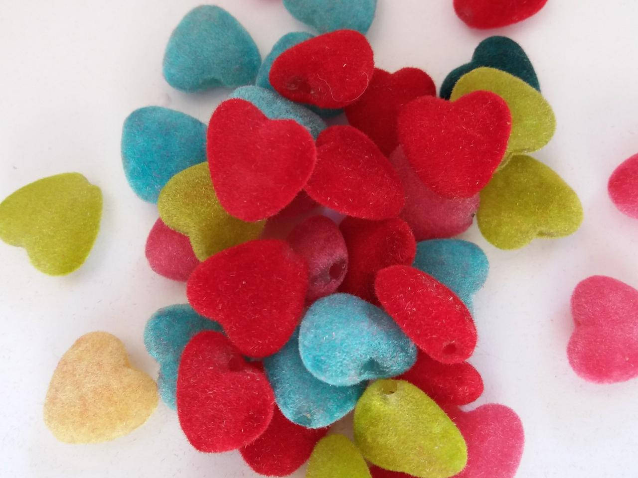 

Бусины с напылением флок "Сердце" 250 грамм