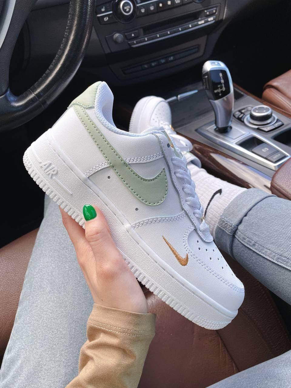 

Женские / мужскиекроссовки Nike Air Force 1 Mini Swoosh Olive / Найк Аир Форс унисекс 38, Разные цвета