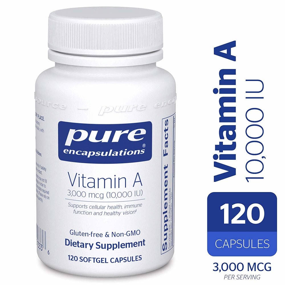 

Витамин А 10 000 МЕ, Vitamin A 10 000 IU, Pure Encapsulations, 120 капсул