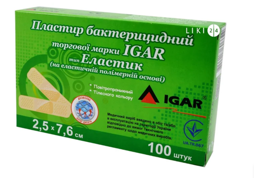 

Пластырь бактерицидный на эластичной полимерной основе, телесного цвета "IGAR", 1,9 * 7,2 см (100 шт/уп)