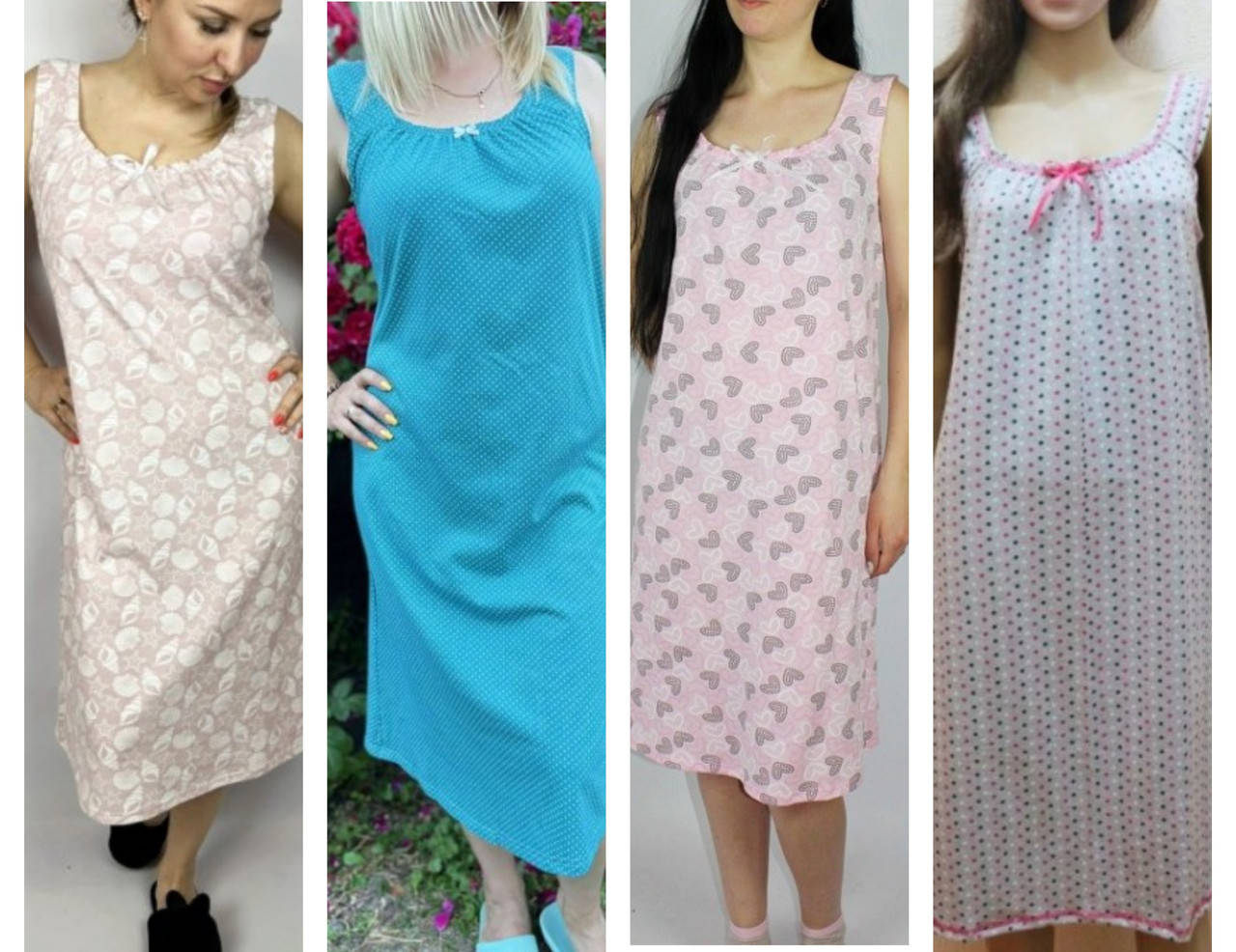 

Хлопковая ночная рубашка, большие размеры.52/54,56/58,60. 56