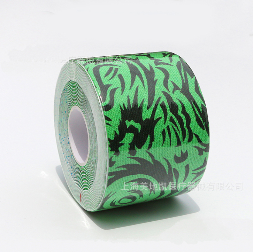 

Кинезио тейп Kinesiology tape Madicare с принтом 5 см х 5 м зеленый с тату-принтом