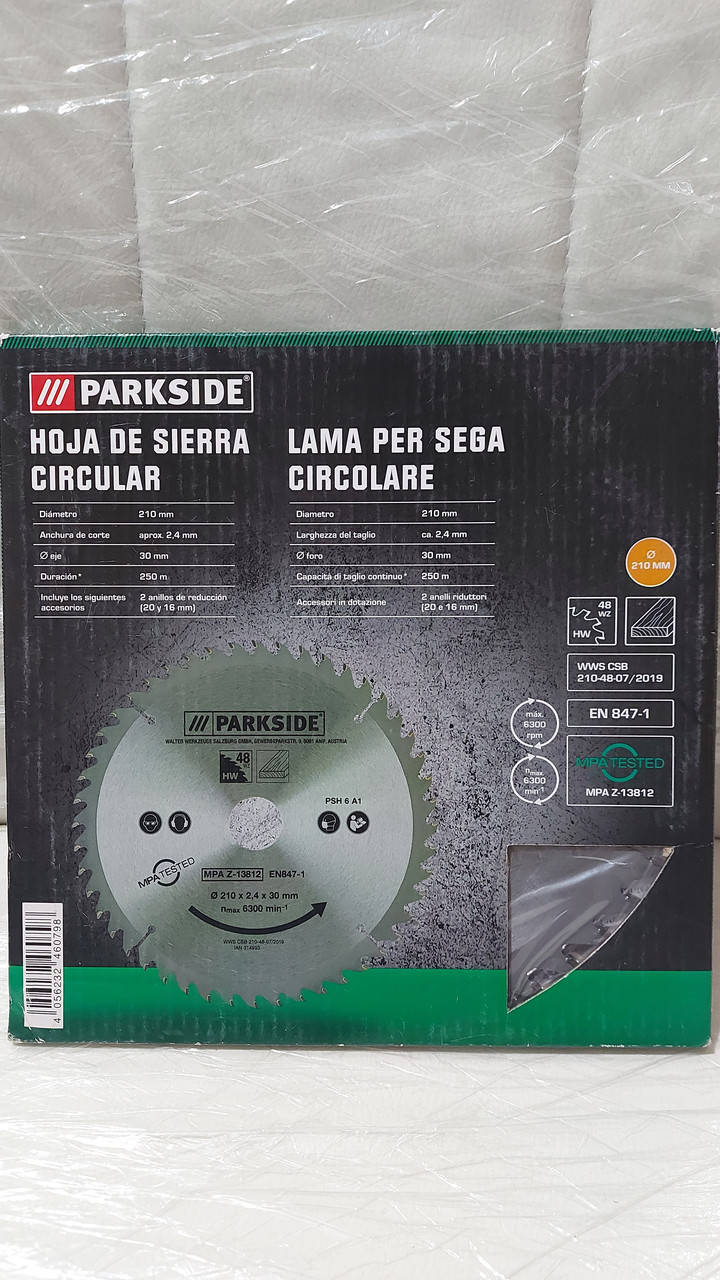 

Пильный диск по дереву 210×30 мм. Parkside PSH 6 A1