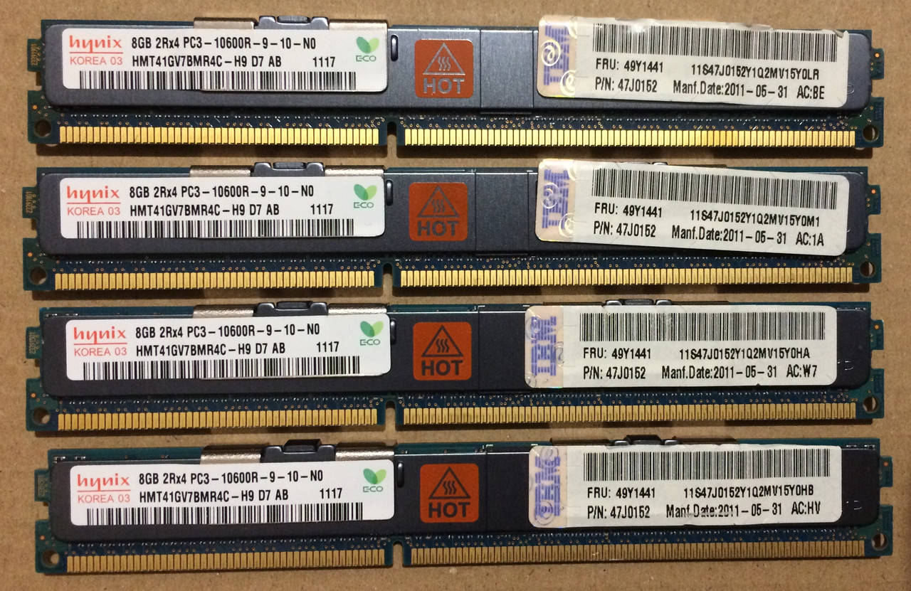 

32GB 4*8GB DDR3 1333MHz Hynix 10600R PC3 REG ECC RAM Серверная оперативная память